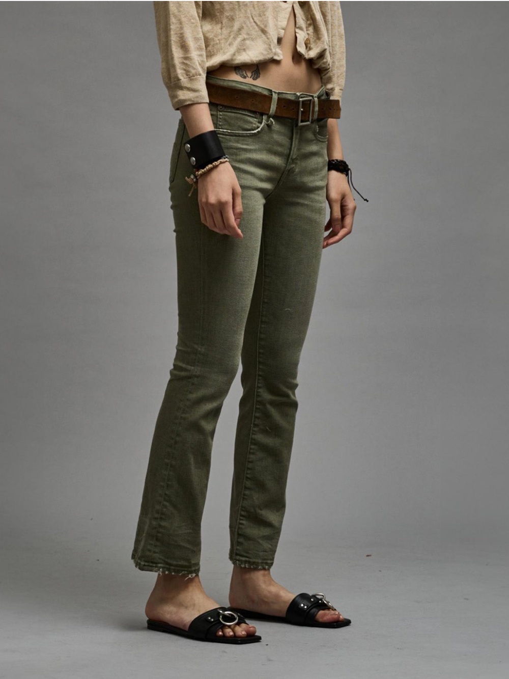 R13 kick fit olive green stretch 26 made in Italy - Picture 3 of 12